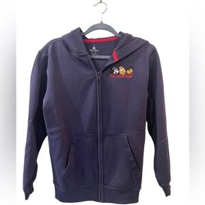 Disney Parks Mickey Donald Pluto Football Navy Hooded Zip Jacket Kids Size: XL